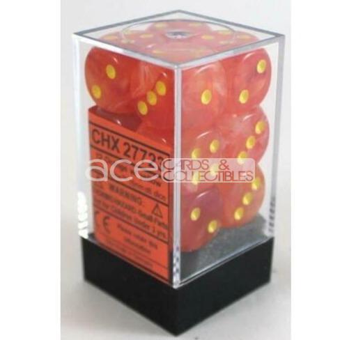Chessex Ghostly Glow 16mm d6 12pcs Dice (Orange/yellow) [CHX27723]-Chessex-Ace Cards &amp; Collectibles