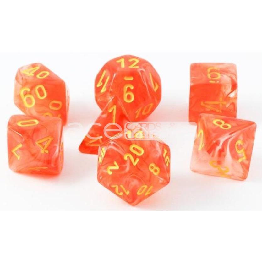 Chessex Ghostly Glow Polyhedral 7pcs Dice (Orange/Yellow) [CHX27523]-Chessex-Ace Cards &amp; Collectibles