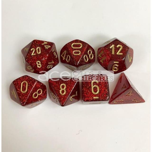 Chessex Glitter™ Polyhedral 7pcs Dice (Ruby/Gold) [CHX27504]-Chessex-Ace Cards & Collectibles