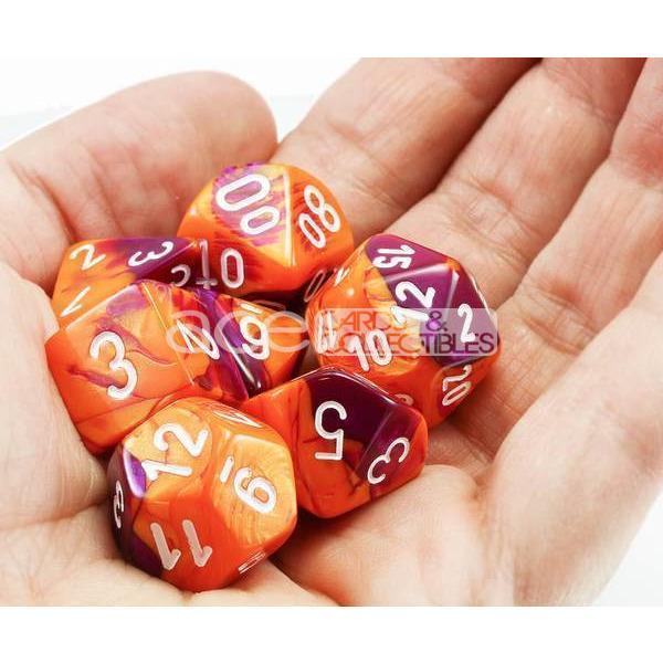 Chessex Lab Dice Gemini Polyhedral 7pcs Dice (Purple/White) [CHX30021]-Chessex-Ace Cards &amp; Collectibles