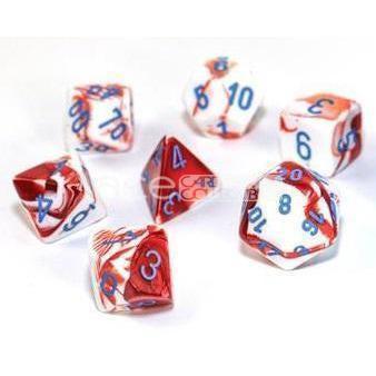Chessex Lab Dice Gemini Polyhedral 7pcs Dice (Red/White/Blue) [CHX30022]-Chessex-Ace Cards &amp; Collectibles