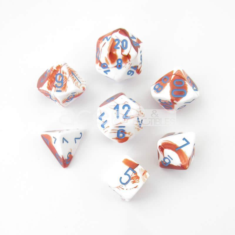 Chessex Lab Dice Gemini Polyhedral 7pcs Dice (Red/White/Blue) [CHX30022]-Chessex-Ace Cards &amp; Collectibles