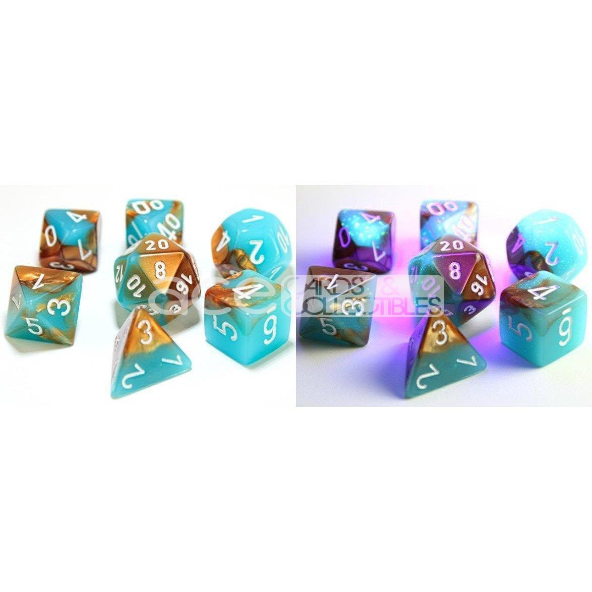 Chessex Lab Dice Gemini Polyhedral 7pcs Dice (Turquoise/Copper) [CHX30019]-Chessex-Ace Cards &amp; Collectibles