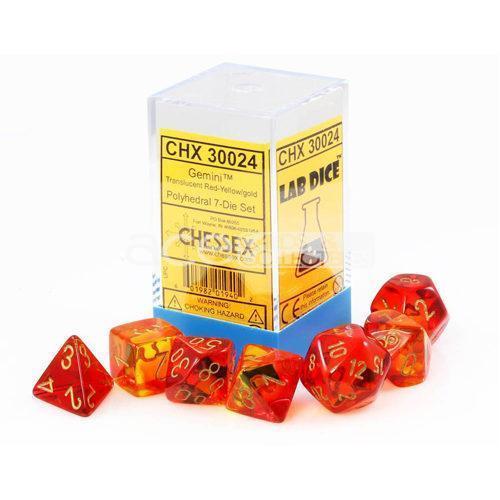 Chessex Lab Dice Gemini Polyhedral 7pcs Dice (Yellow/Gold) [CHX30024]-Chessex-Ace Cards &amp; Collectibles