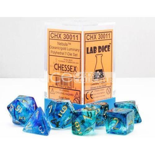 Chessex Lab Dice Nebula Polyhedral 7pcs Dice (Oceanic/Gold) [CHX30011]-Chessex-Ace Cards &amp; Collectibles