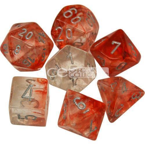 Chessex Lab Dice Nebula Polyhedral 7pcs Dice (Red/Sliver) [CHX30009]-Chessex-Ace Cards &amp; Collectibles