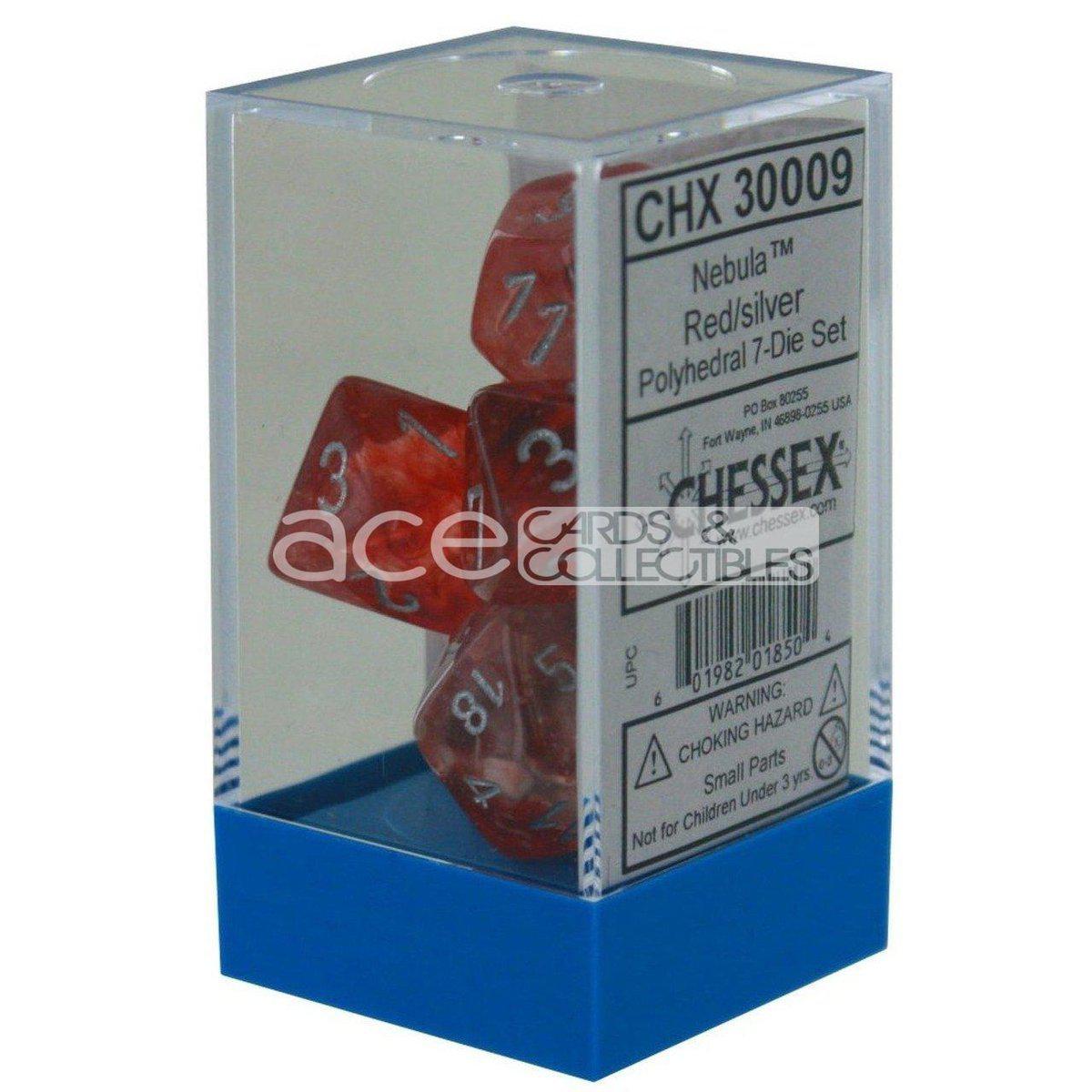 Chessex Lab Dice Nebula Polyhedral 7pcs Dice (Red/Sliver) [CHX30009]-Chessex-Ace Cards &amp; Collectibles