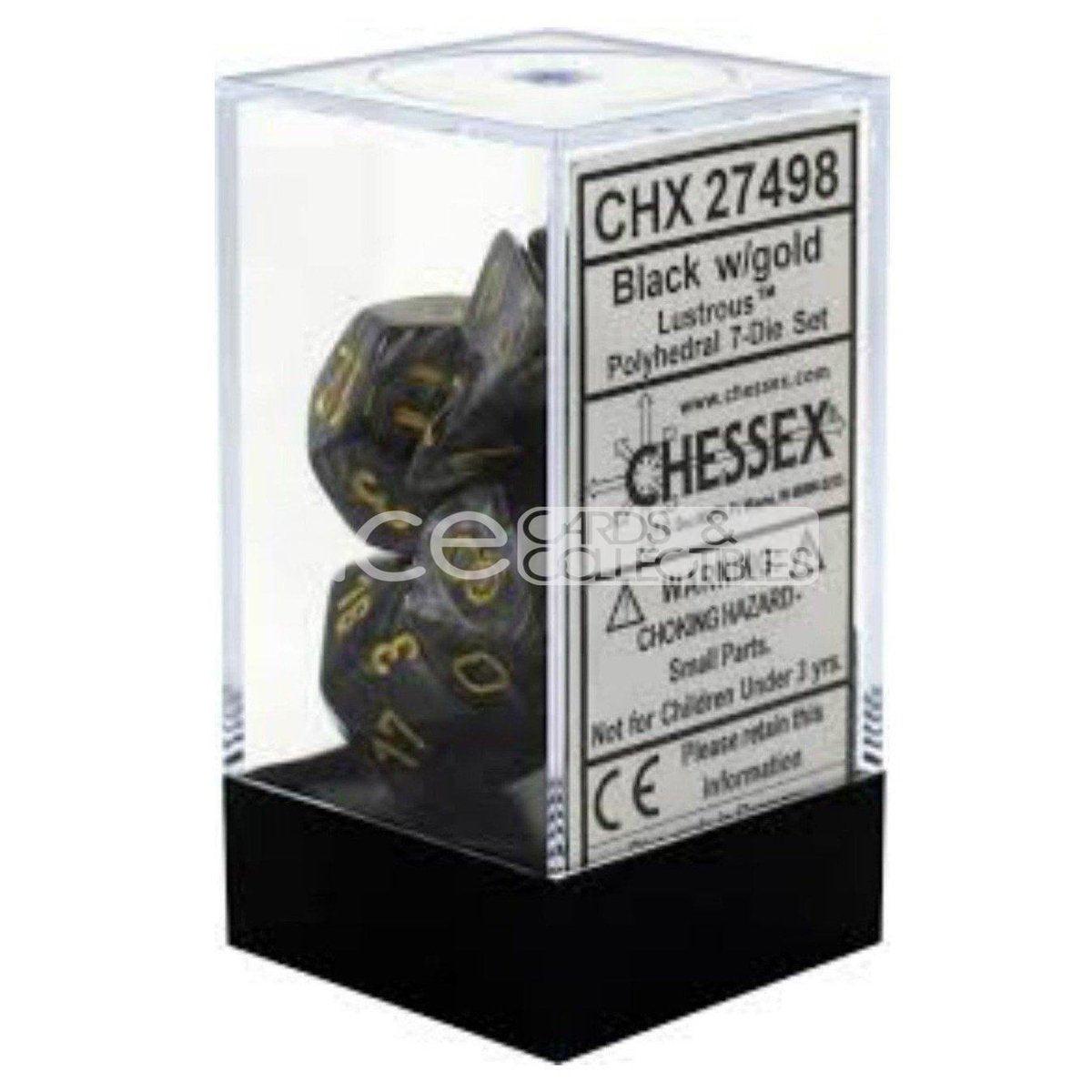 Chessex Lustrous™ Polyhedral 7pcs Dice (Black/Gold) [CHX27498]-Chessex-Ace Cards &amp; Collectibles