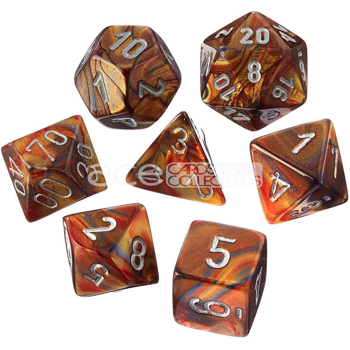 Chessex Lustrous™ Polyhedral 7pcs Dice (Gold/Silver) [CHX27493]-Chessex-Ace Cards &amp; Collectibles