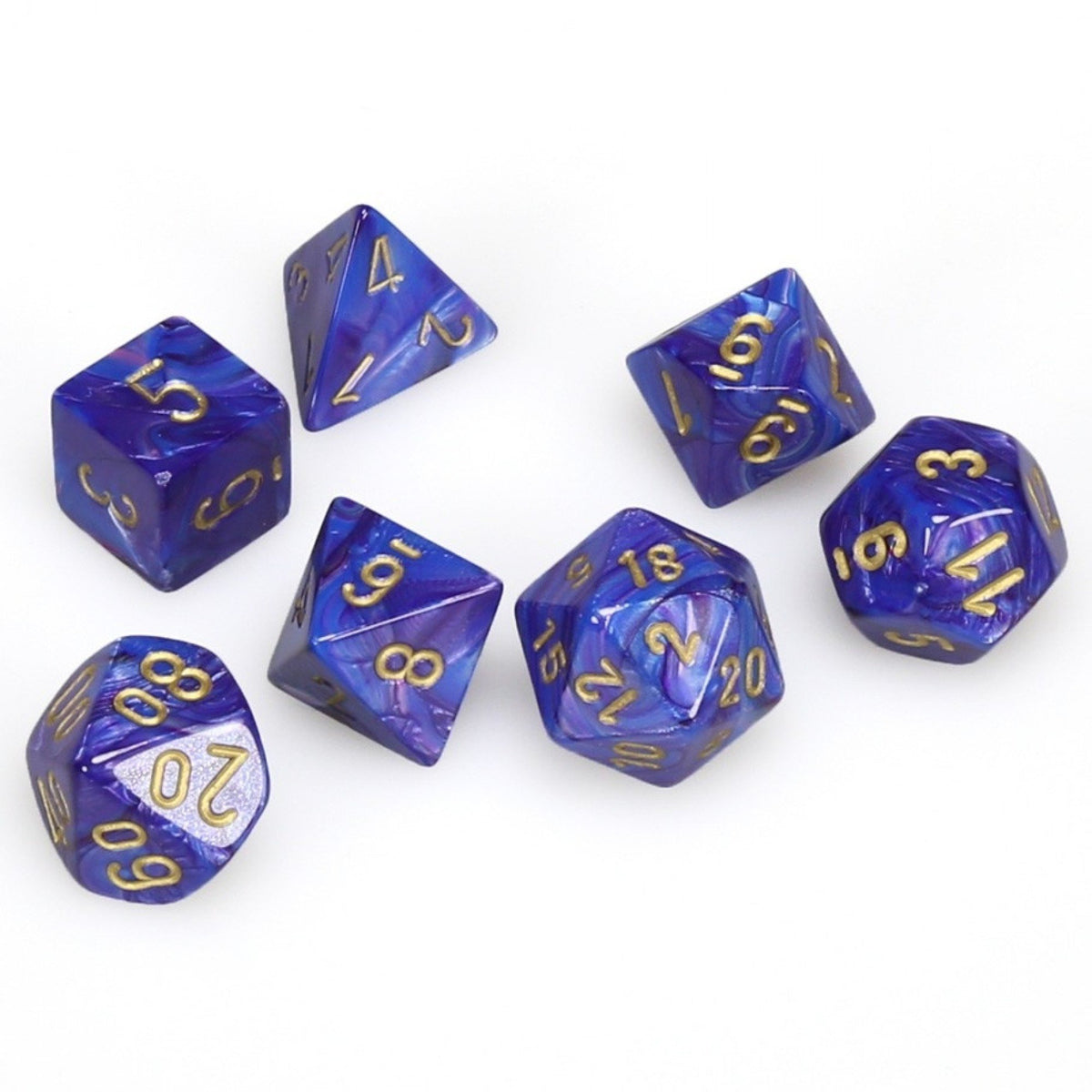Chessex Lustrous™ Polyhedral 7pcs Dice (Purple/Gold) [CHX27497]-Chessex-Ace Cards &amp; Collectibles