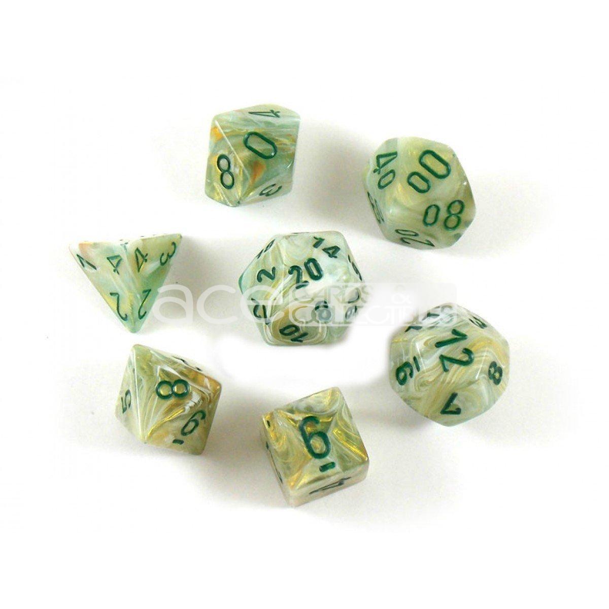 Chessex Marble™ Polyhedral 7pcs Dice (Green/Dark Green) [CHX27409]-Chessex-Ace Cards &amp; Collectibles
