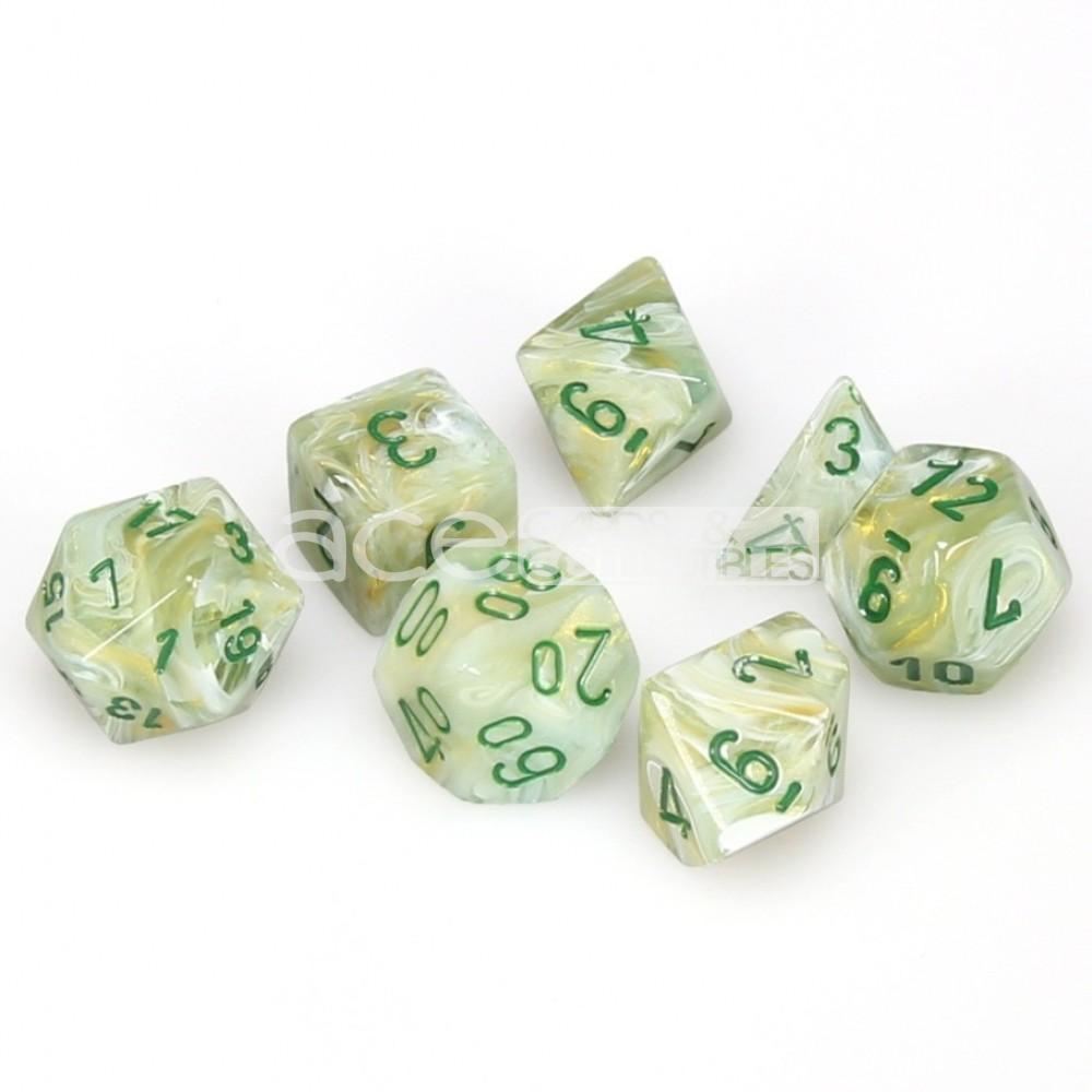 Chessex Marble™ Polyhedral 7pcs Dice (Green/Dark Green) [CHX27409]-Chessex-Ace Cards &amp; Collectibles