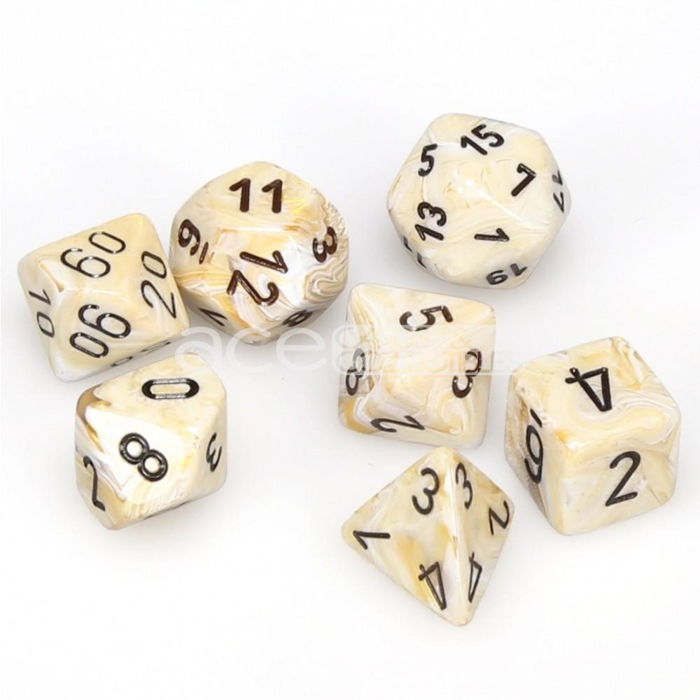 Chessex Marble™ Polyhedral 7pcs Dice (Ivory/Black) [CHX27402]-Chessex-Ace Cards &amp; Collectibles