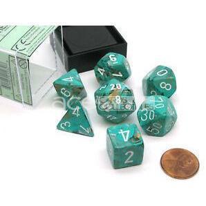 Chessex Marble™ Polyhedral 7pcs Dice (Oxi-Copper/White) [CHX27403]-Chessex-Ace Cards &amp; Collectibles