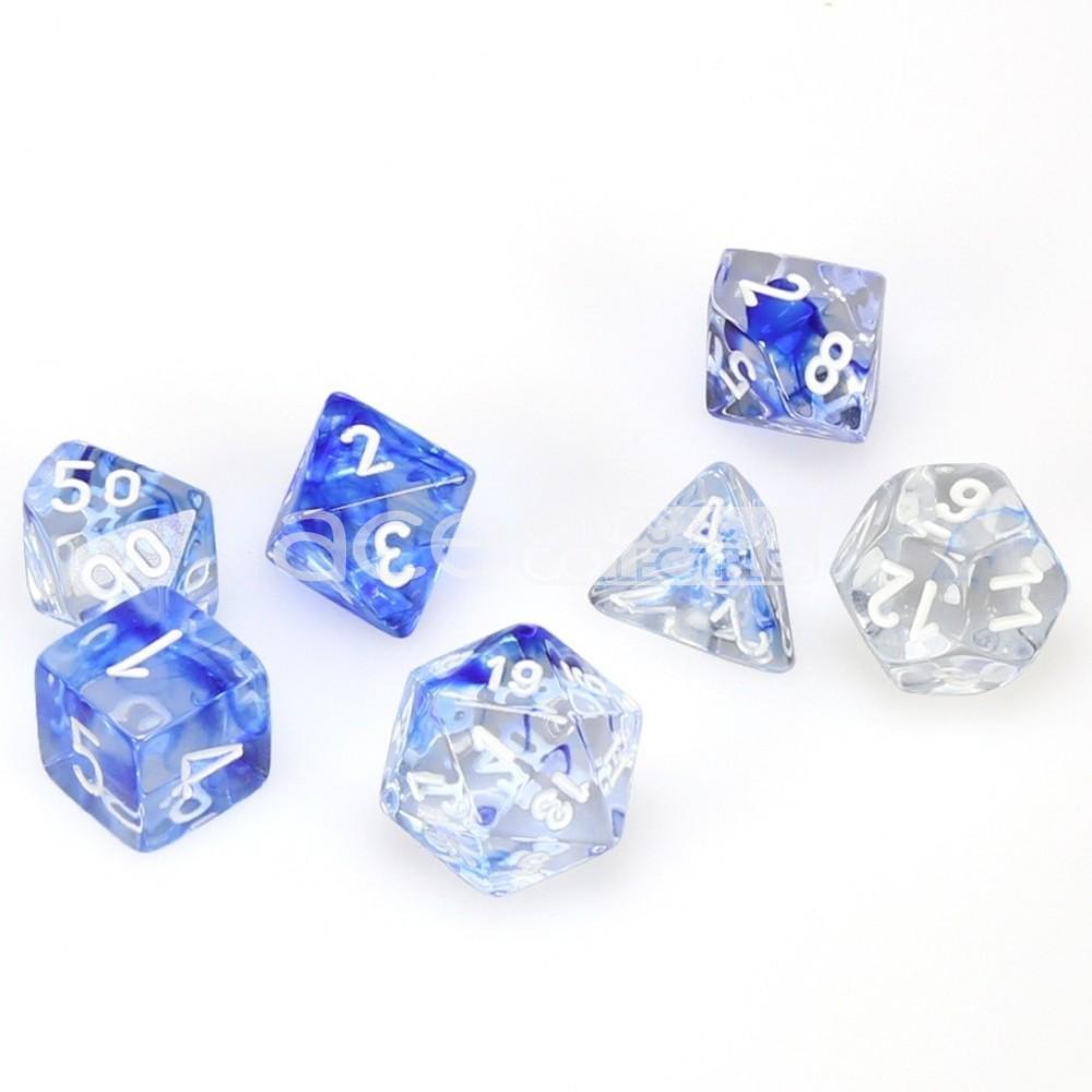 Chessex Nebula™ Polyhedral 7pcs Dice (Dark Blue/White) [CHX27466]-Chessex-Ace Cards &amp; Collectibles