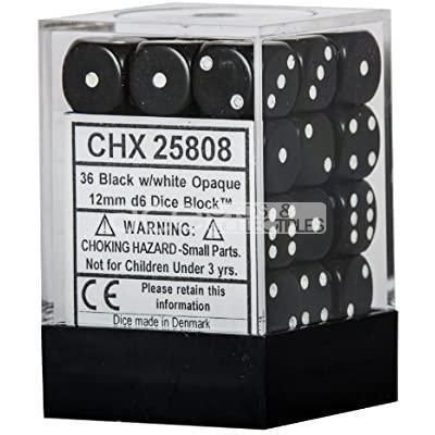 Chessex Opaque 12mm d6 36pcs Dice (Black/White) [CHX25808]-Chessex-Ace Cards & Collectibles