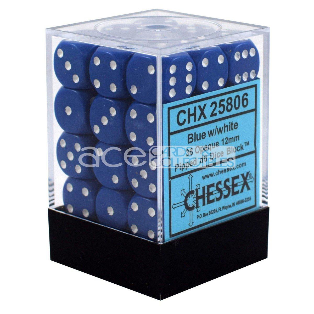 Chessex Opaque 12mm d6 36pcs Dice (Blue/White) [CHX25806]-Chessex-Ace Cards &amp; Collectibles