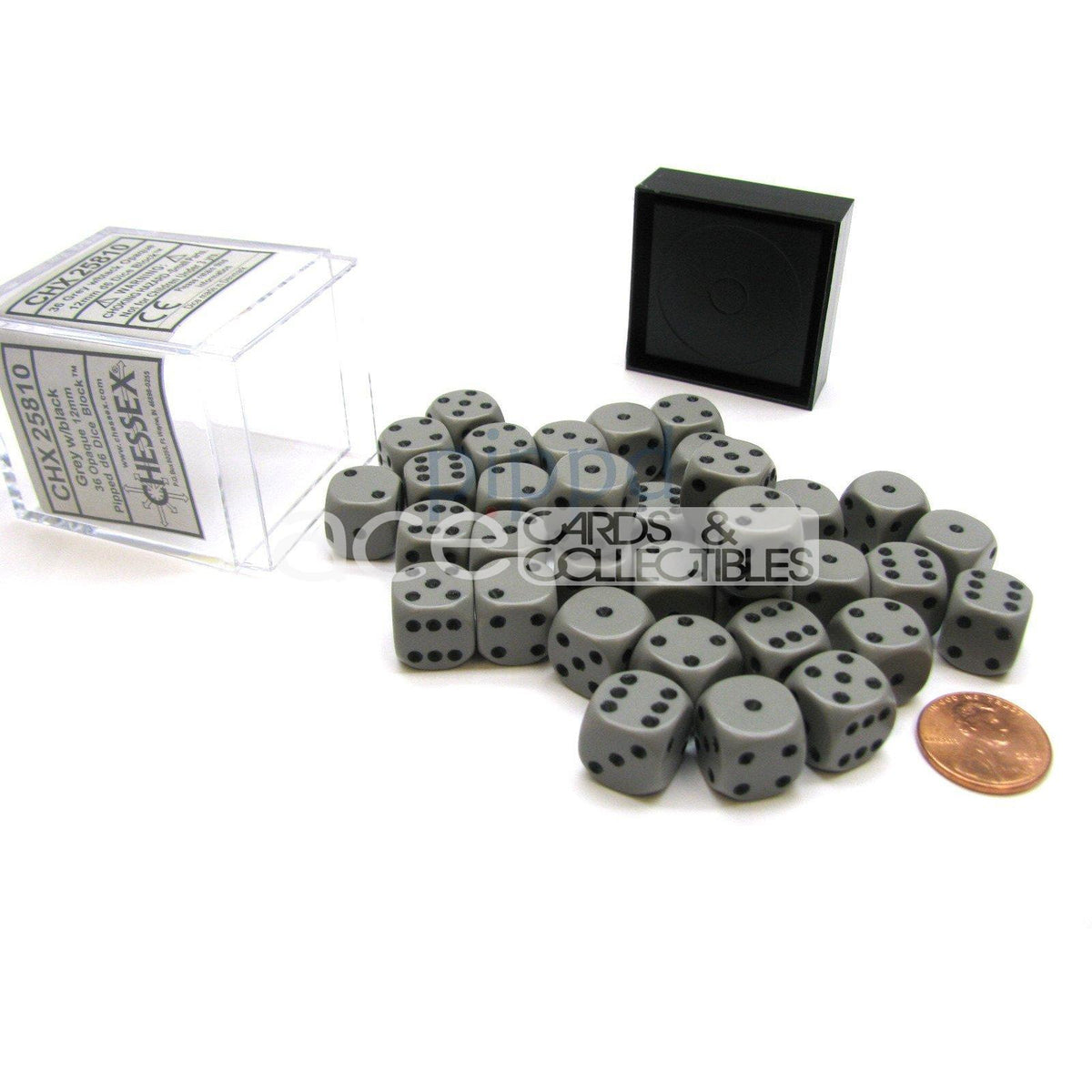 Chessex Opaque 12mm d6 36pcs Dice (Dark Grey/Black) [CHX25810]-Chessex-Ace Cards &amp; Collectibles