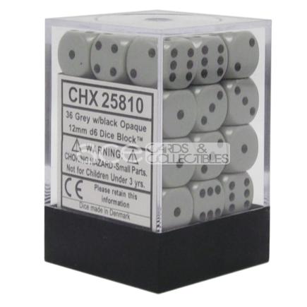 Chessex Opaque 12mm d6 36pcs Dice (Dark Grey/Black) [CHX25810]-Chessex-Ace Cards &amp; Collectibles