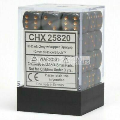 Chessex Opaque 12mm d6 36pcs Dice (Dark Grey/Copper) [CHX25820]-Chessex-Ace Cards & Collectibles