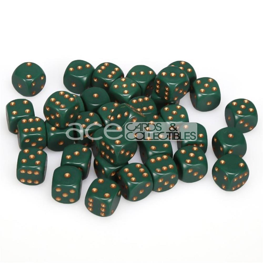 Chessex Opaque 12mm d6 36pcs Dice (Dusty Green/Copper) [CHX25815]-Chessex-Ace Cards &amp; Collectibles