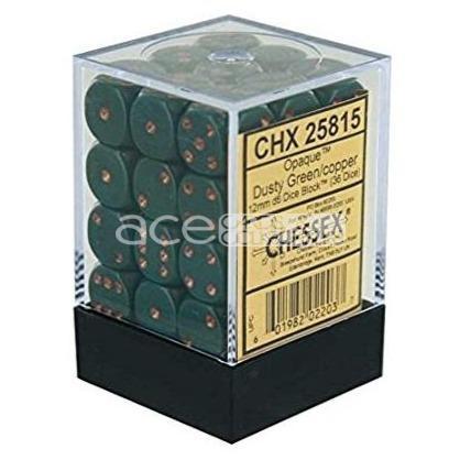 Chessex Opaque 12mm d6 36pcs Dice (Dusty Green/Copper) [CHX25815]-Chessex-Ace Cards &amp; Collectibles