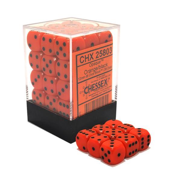 Chessex Opaque 12mm d6 36pcs Dice (Orange/Black) [CHX25803]-Chessex-Ace Cards &amp; Collectibles
