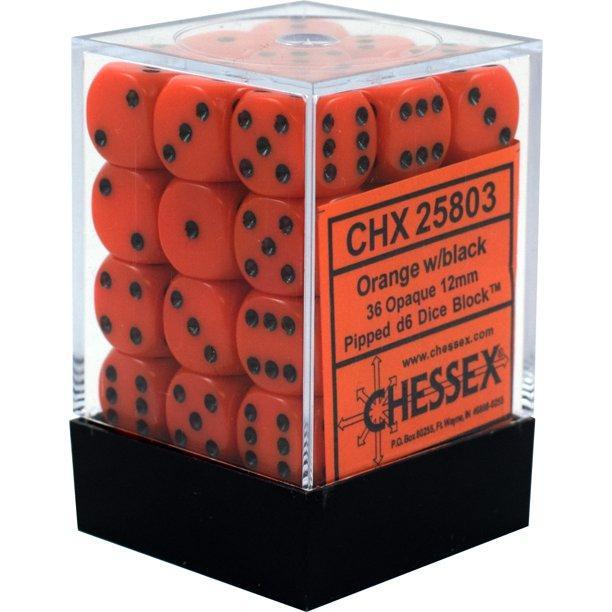 Chessex Opaque 12mm d6 36pcs Dice (Orange/Black) [CHX25803]-Chessex-Ace Cards &amp; Collectibles
