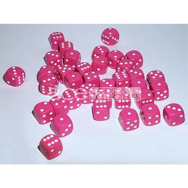 Chessex Opaque 12mm d6 36pcs Dice (Pink/White) [CHX25844]-Chessex-Ace Cards &amp; Collectibles