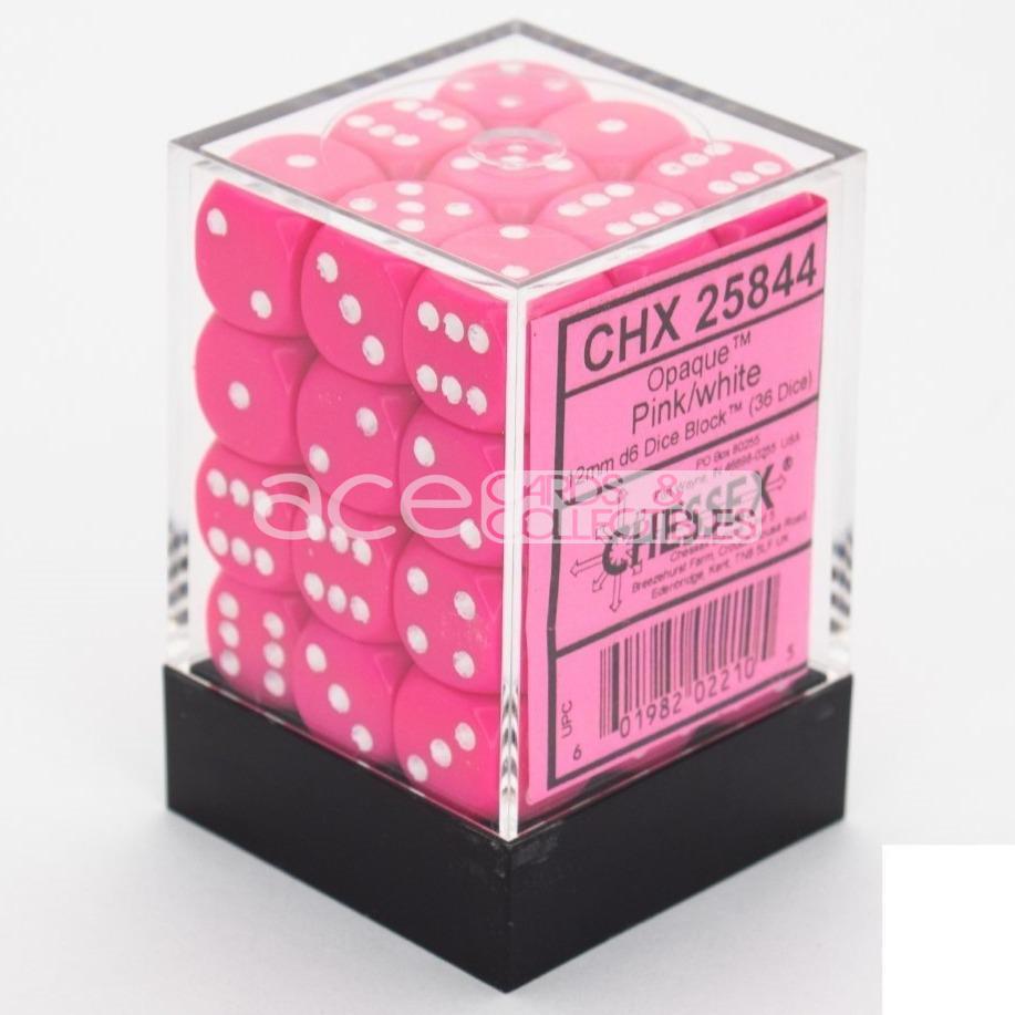 Chessex Opaque 12mm d6 36pcs Dice (Pink/White) [CHX25844]-Chessex-Ace Cards &amp; Collectibles
