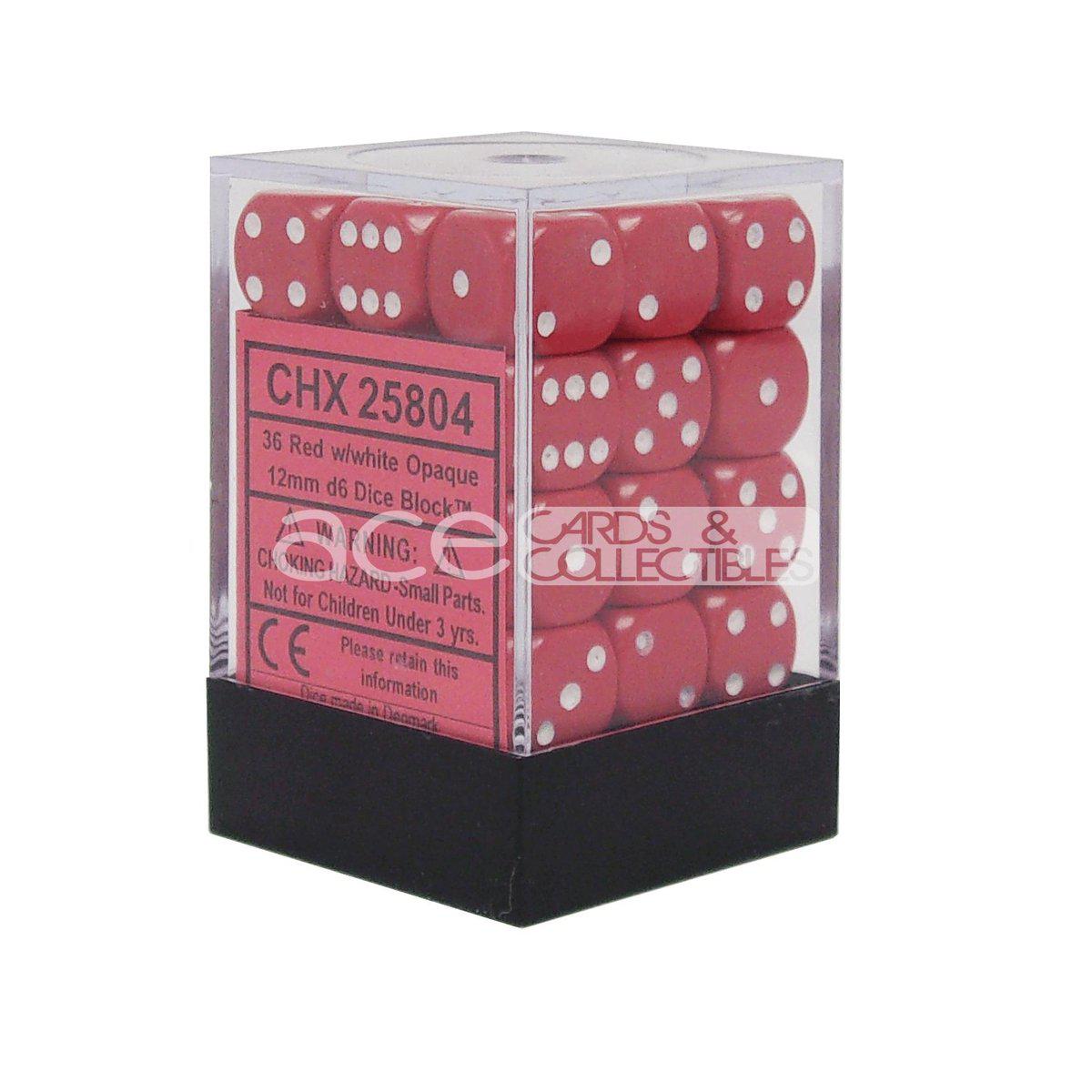 Chessex Opaque 12mm d6 36pcs Dice (Red/White) [CHX25804]-Chessex-Ace Cards &amp; Collectibles