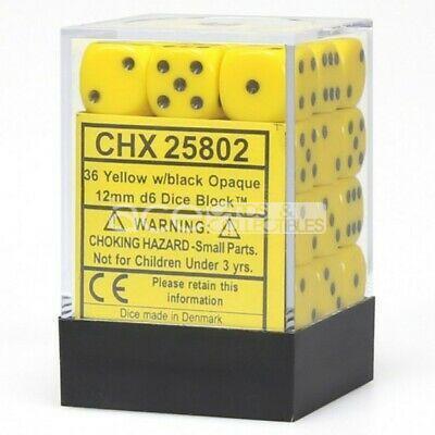 Chessex Opaque 12mm d6 36pcs Dice (Yellow/Black) [CHX25802]-Chessex-Ace Cards & Collectibles