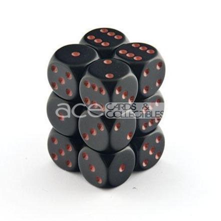 Chessex Opaque 16mm d6 12pcs Dice (Black/Red) [CHX25618]-Chessex-Ace Cards &amp; Collectibles
