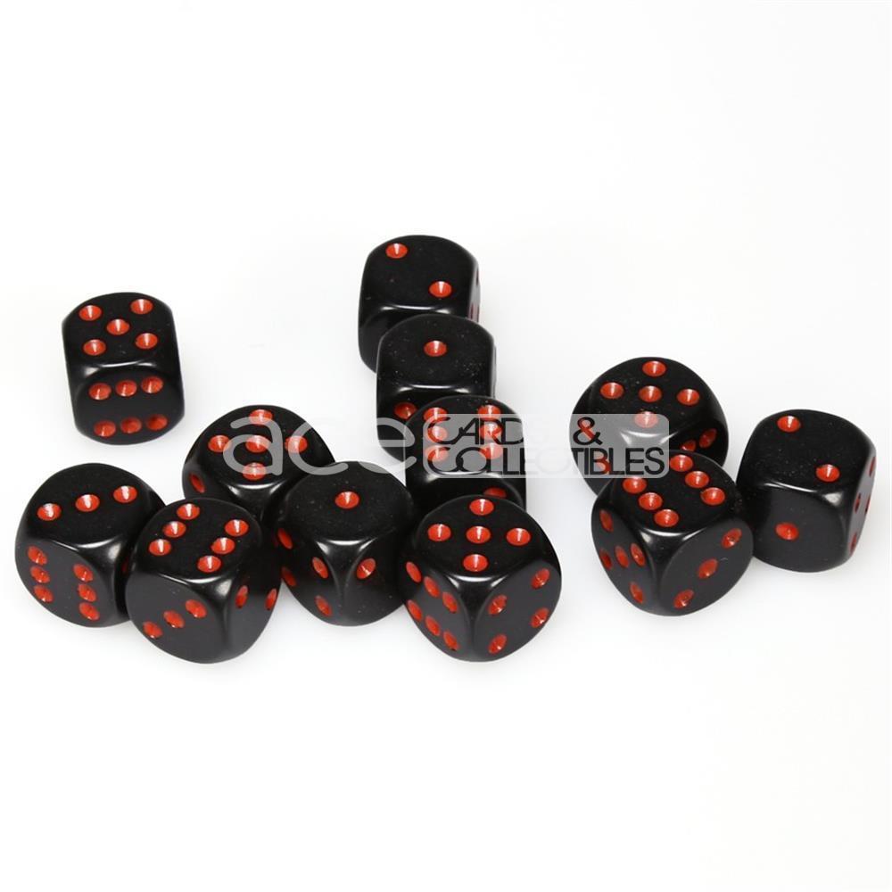 Chessex Opaque 16mm d6 12pcs Dice (Black/Red) [CHX25618]-Chessex-Ace Cards &amp; Collectibles
