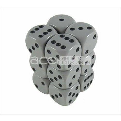 Chessex Opaque 16mm d6 12pcs Dice (Grey/Black) [CHX25610]-Chessex-Ace Cards & Collectibles