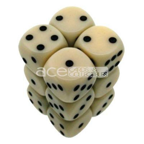 Chessex Opaque 16mm d6 12pcs Dice (Ivory/Black) [CHX25600]-Chessex-Ace Cards &amp; Collectibles