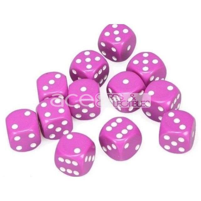 Chessex Opaque 16mm d6 12pcs Dice (Light Purple/White) [CHX25627]-Chessex-Ace Cards &amp; Collectibles