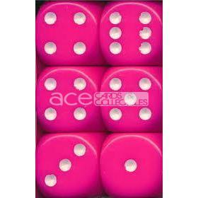 Chessex Opaque 16mm d6 12pcs Dice (Pink/White) [CHX25644]-Chessex-Ace Cards &amp; Collectibles