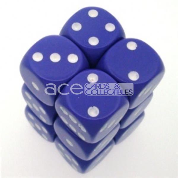Chessex Opaque 16mm d6 12pcs Dice (Purple/White) [CHX25607]-Chessex-Ace Cards & Collectibles