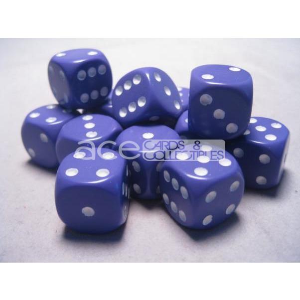 Chessex Opaque 16mm d6 12pcs Dice (Purple/White) [CHX25607]-Chessex-Ace Cards &amp; Collectibles