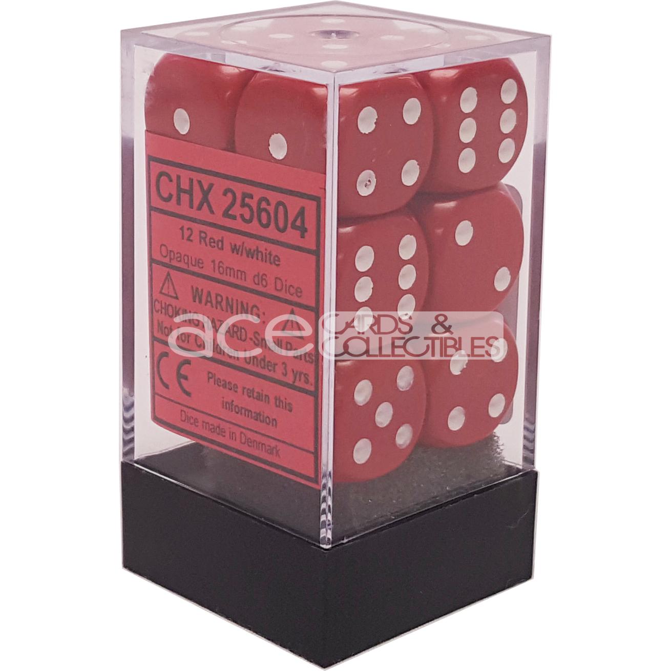 Chessex Opaque 16mm d6 12pcs Dice (Red/White) [CHX25604]-Chessex-Ace Cards & Collectibles