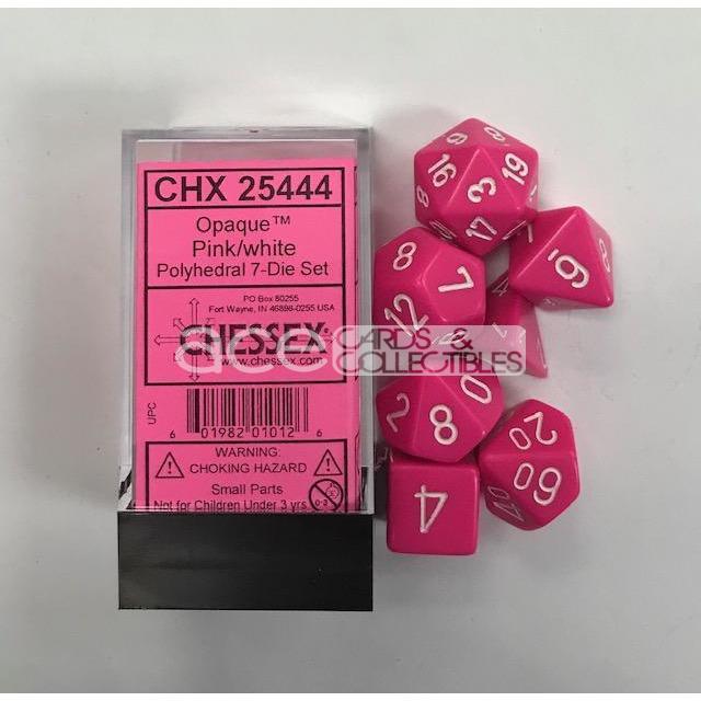 Chessex Opaque™ Polyhedral 7pcs Dice (Pink/White) [CHX25444]-Chessex-Ace Cards &amp; Collectibles
