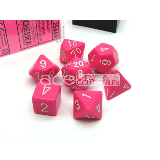 Chessex Opaque™ Polyhedral 7pcs Dice (Pink/White) [CHX25444]-Chessex-Ace Cards &amp; Collectibles