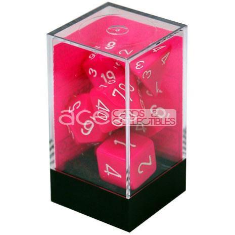 Chessex Opaque™ Polyhedral 7pcs Dice (Pink/White) [CHX25444]-Chessex-Ace Cards & Collectibles