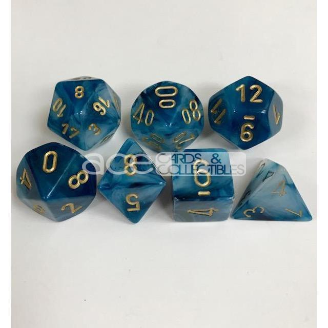 Chessex Phantom™ Polyhedral 7pcs Dice (Teal/Gold) [CHX27489]-Chessex-Ace Cards &amp; Collectibles