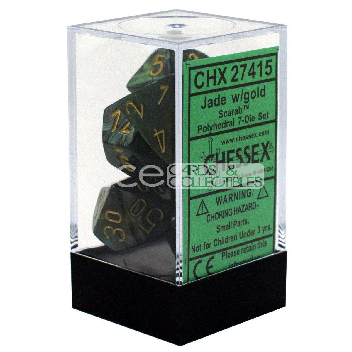 Chessex Scarab™ Polyhedral 7pcs Dice (Jade/Gold) [CHX27415]-Chessex-Ace Cards &amp; Collectibles