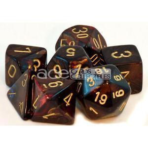 Chessex Scarab™ Polyhedral Blue Blood™/Gold 7pcs Dice [CHX27419]-Chessex-Ace Cards &amp; Collectibles