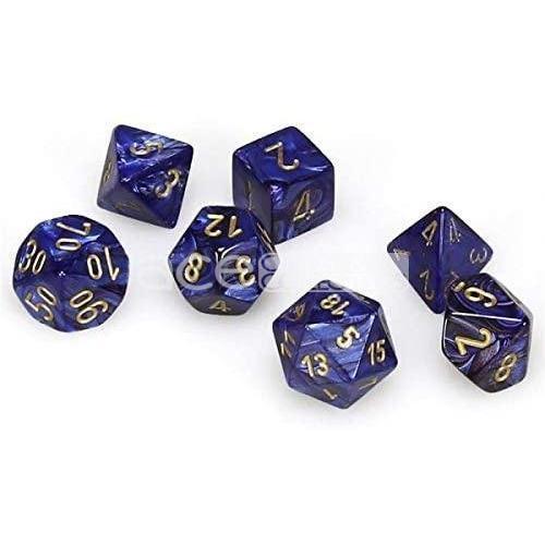 Chessex Scarab™ Polyhedral Royal 7pcs Dice (Blue/Gold) [CHX27427]-Chessex-Ace Cards & Collectibles