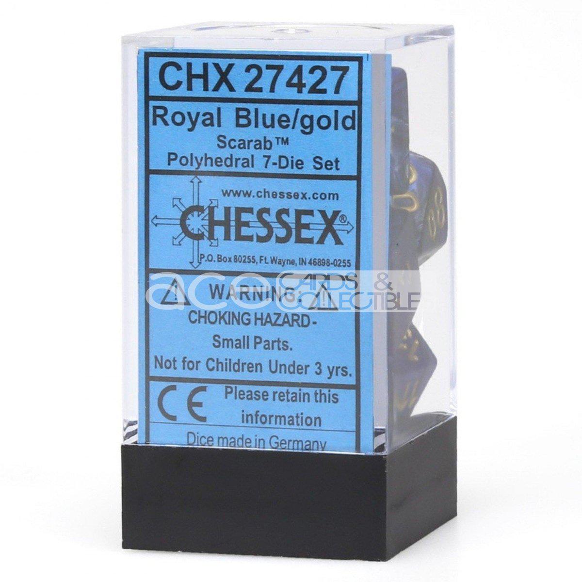 Chessex Scarab™ Polyhedral Royal 7pcs Dice (Blue/Gold) [CHX27427]-Chessex-Ace Cards & Collectibles