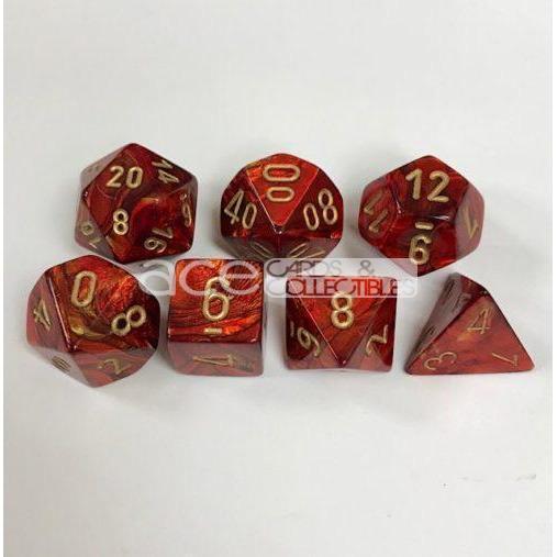 Chessex Scarab™ Polyhedral Scarlet™ 7pcs Dice (Gold) [CHX27414]-Chessex-Ace Cards &amp; Collectibles
